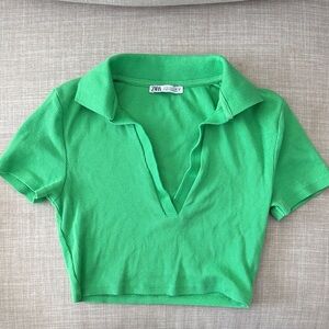 Zara Vibrant Green Polo Crop Top